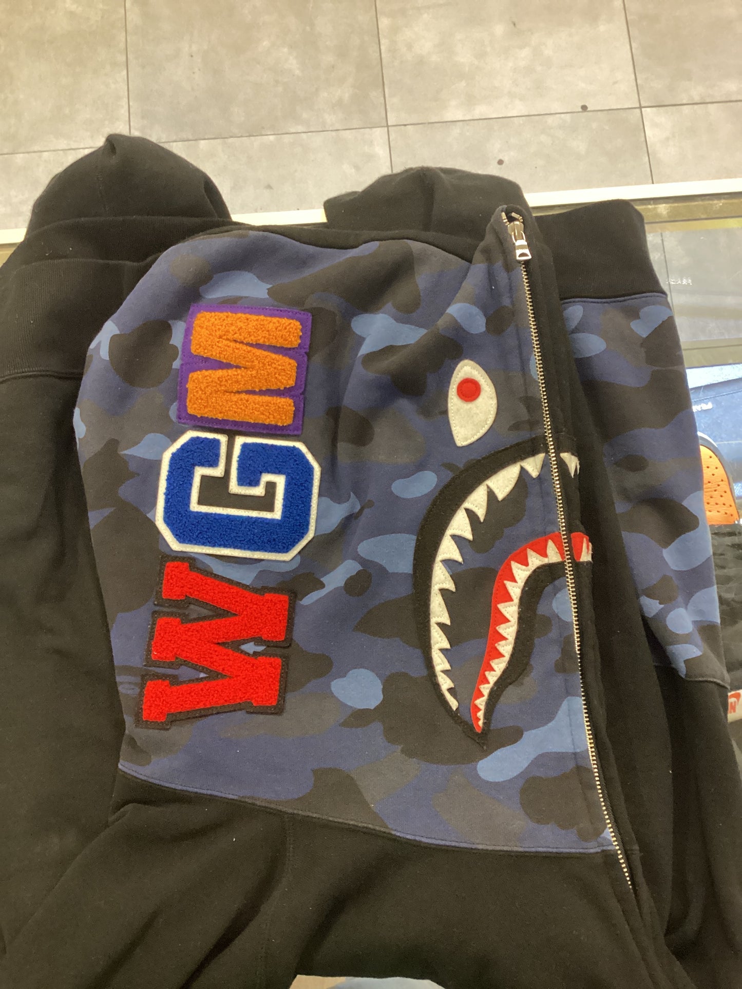 BAPE Shark full zip blue camo hoodie used